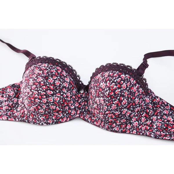 Stylish Floral Delight Adjustable Straps Breathable Padded Push-Up Bra