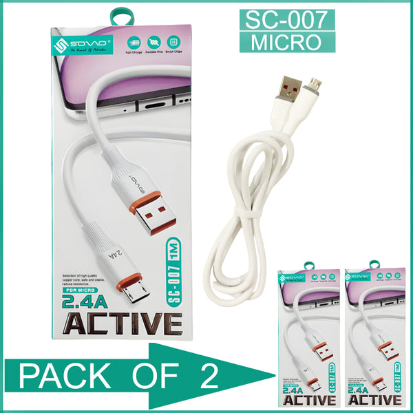 Pack Of 2 SOVO 100w SC-007 Active Type-C And Micro Data Cables