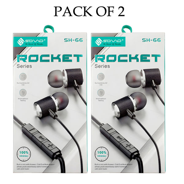 Pack Of 2 Sovo SH-66 Rocket Immersive Three-Dimensional Surround Beautiful Sound Quality Handsfree