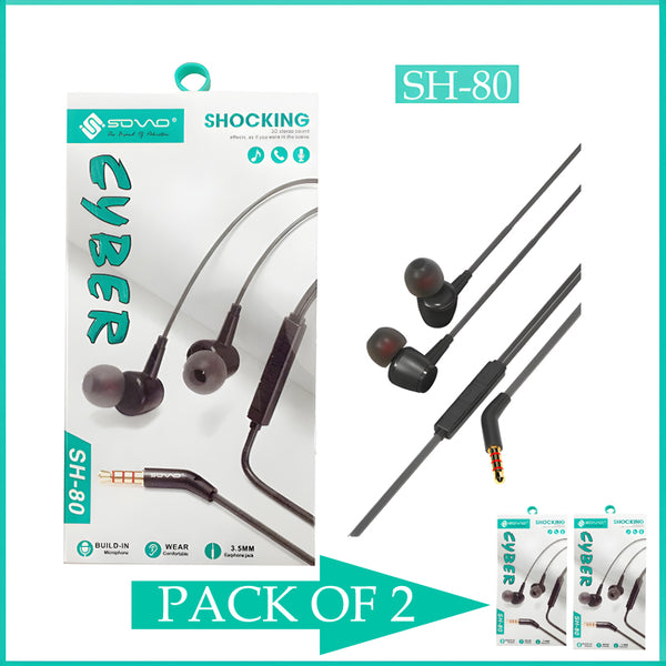 Pack Of 2 SOVO SH-80 Cyber Shocking 3D Stereo Sound Handsfree