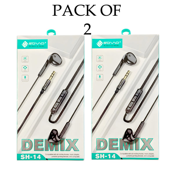 Pack Of 2 SOVO SH-14 DEMIX Stereo Sound Handsfree